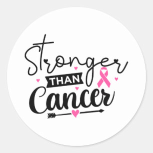 Pegatina Redonda Más fuerte que una superviviente de cáncer de mama