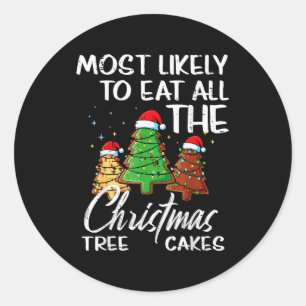 Pegatina Redonda Más Probable Comer Pasteles De Navidad Árbol De Na