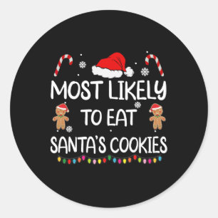 Pegatina Redonda Más Probable De Comer Las Galletas De Santa Navida