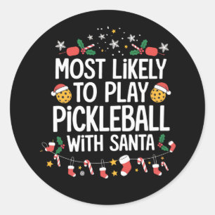 Pegatina Redonda Más Probable De Jugar Pickleball Con La Familia De