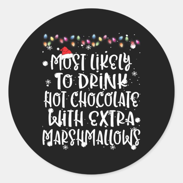 Pegatina Redonda Más Probable Para Tomar Navidades De Chocolate Cal (Anverso)