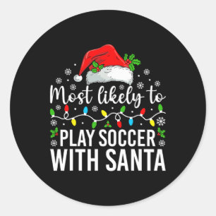 Pegatina Redonda Más Probable Que Juegue Fútbol Con La Navidad De S