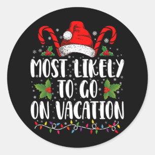 Pegatina Redonda Más Probable Que Vaya De Vacaciones Navidad Coinci