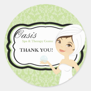 Pegatina Redonda Masaje de 20 a 1,5" Business Stick Green Damask Sp