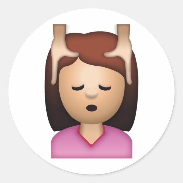 Pegatina Redonda Masaje facial femenino - Emoji (Anverso)