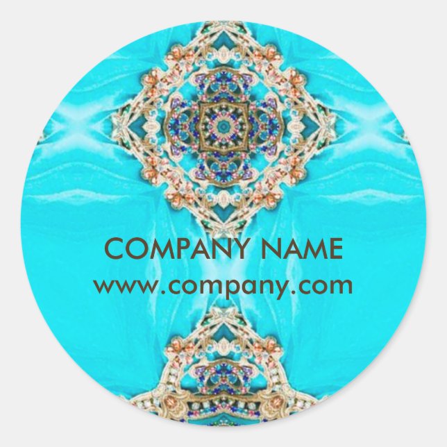Pegatina Redonda masajista chakra terapeuta Yoga turquesa bohemiana (Anverso)