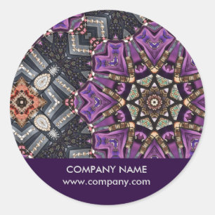 Pegatina Redonda masajista holístico terapeuta Yoga Purple Mandala