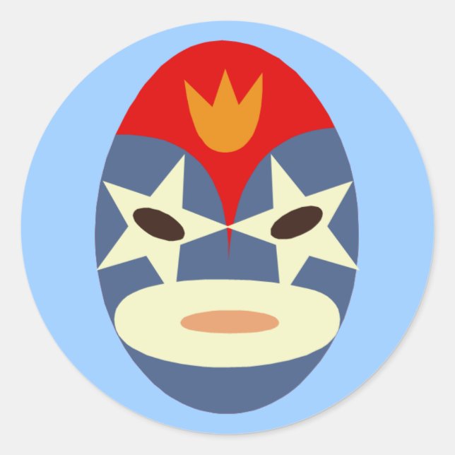Pegatina Redonda Máscara azul de lucha libre (Anverso)