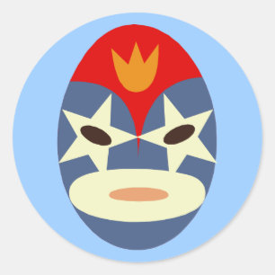 Pegatina Redonda Máscara azul de lucha libre