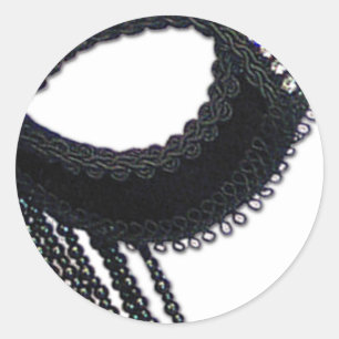 Pegatina Redonda Máscara de aspecto negro y Diamante de imitación