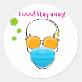 PEGATINA REDONDA MÁSCARA DE COVID DE EWWW STAY LEAY