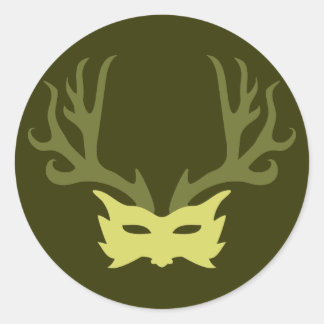 Pegatina Redonda Máscara de Dios de cuernos