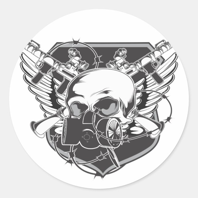 Pegatina Redonda máscara de goma (Anverso)