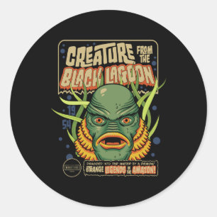 Pegatina Redonda Máscara de Halloween Retro de la Creatura Universa
