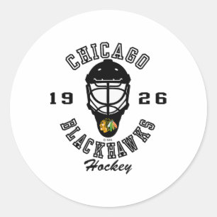 Pegatina Redonda Máscara de hockey Chicago Blackhawks roja oficial 