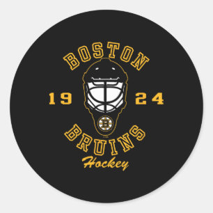 Pegatina Redonda Máscara de hockey de Boston Bruins negra con licen