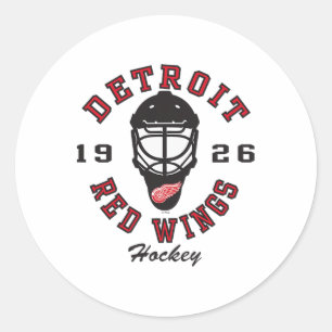 Pegatina Redonda Máscara de Hockey Detroit Red Wings Gris Licencia 