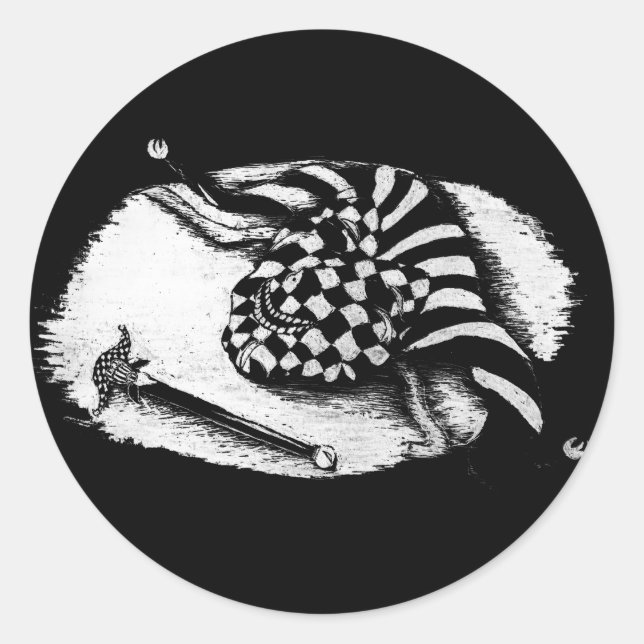 Pegatina Redonda Máscara de Jester (Anverso)