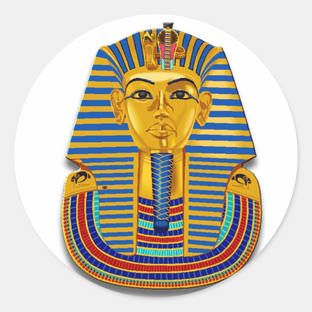 Pegatina Redonda Máscara de King Tut (Anverso)