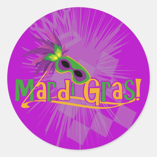 Pegatina Redonda Máscara de Mardi Gras (Anverso)