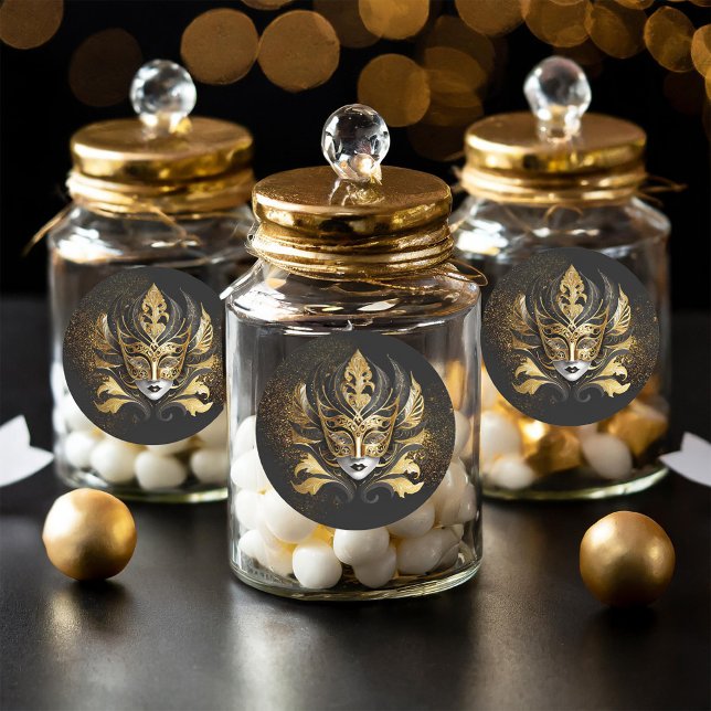 Pegatina Redonda Máscara de mascarada Motif Black Gold ID1031 (Subido por el creador)