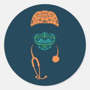 Pegatina Redonda mascara de paisley med