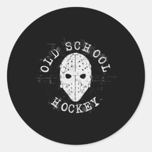 Pegatina Redonda Máscara de portero de hockey de vieja escuela
