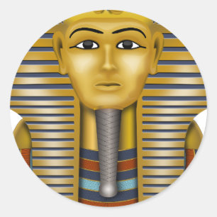 Pegatina Redonda Máscara egipcia de Tutankhamun