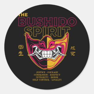 Pegatina Redonda Mascara Oni Cultura Japonesa - El Espíritu Bushid