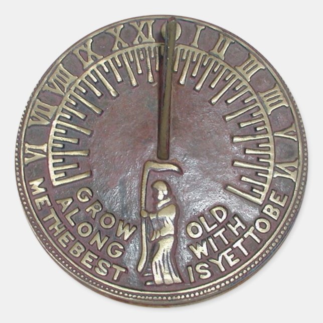 Pegatina Redonda máscara, reloj (Anverso)