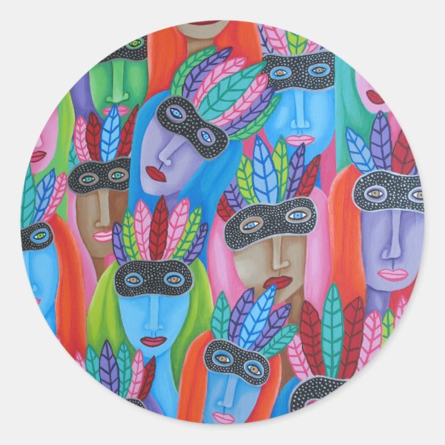 Pegatina Redonda Mascarada (Anverso)