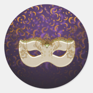 Pegatina Redonda Mascarada Purple&Naranja Moon&Stars RoundStickers