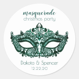 Pegatina Redonda Mascarada verde de mascarada | Vibrante Personaliz