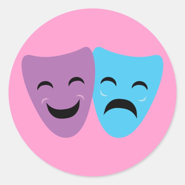 Pegatina Redonda Máscaras de drama (Anverso)
