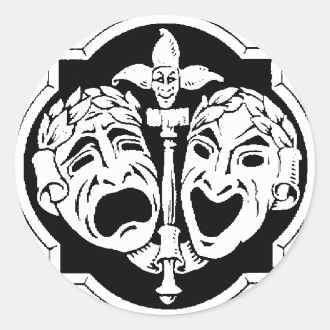 Pegatina Redonda Máscaras de teatro (Anverso)