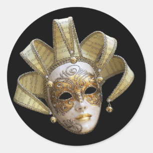 Pegatina Redonda Máscaras venecianas