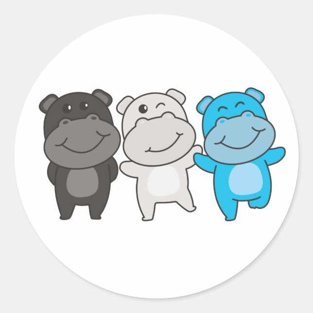Pegatina Redonda Mascic Flag Pride Lgbtq Cute Hippo Classic Round S (Anverso)