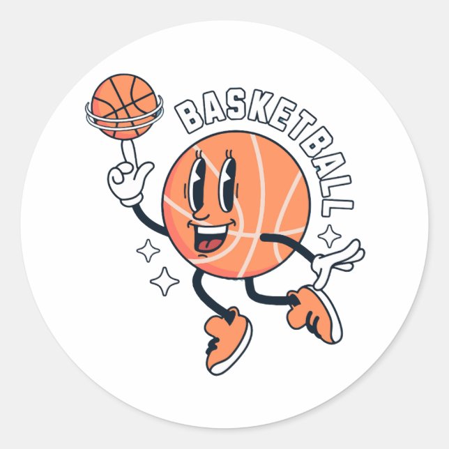 Pegatina Redonda mascot_basket_ball_sport (Anverso)