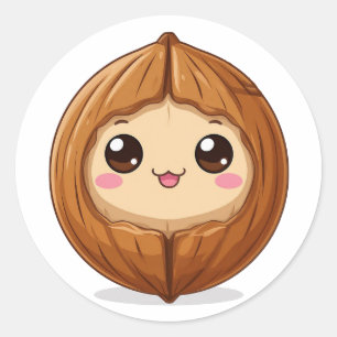 Pegatina Redonda Mascota adorable de avellana de dibujos animados