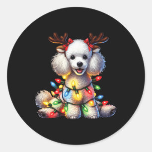 Pegatina Redonda Mascota amante de los animales Navidad perro canic