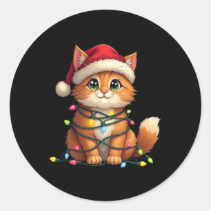 Pegatina Redonda Mascota Animal Ragdoll Cat Lover Santa Hat Navidad
