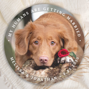 Pegatina Redonda Mascota Boda Personalizado Compromiso de fotografí