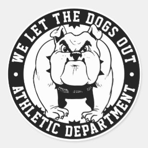 Pegatina Redonda Mascota Bulldog Sacamos a los Perros Fuera Atlétic