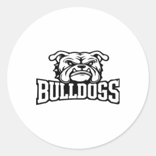 Pegatina Redonda Mascota Bulldogs Espíritu de Equipo de Regreso a C