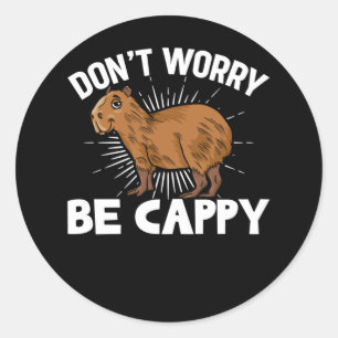 Pegatina Redonda Mascota Capybara, propietario divertido de Capybar
