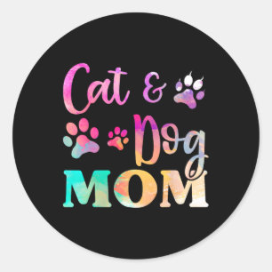 Pegatina Redonda Mascota Cat Dog Mom Shirt Para Mujeres