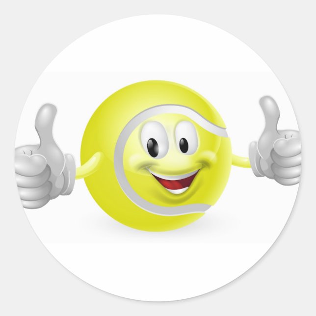 Pegatina Redonda Mascota de bolas de tenis (Anverso)