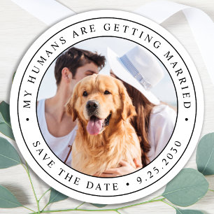 Pegatina Redonda Mascota de fotografía personalizado Boda de perro