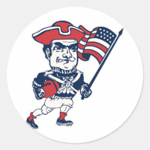 Pegatina Redonda Mascota de fútbol de Nueva Inglaterra