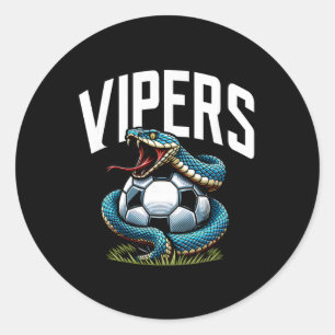 Pegatina Redonda Mascota de fútbol Vipers para jugadores y equipos